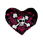 Girly Skull & Crossbones Standard 16  Premium Heart Shape Cushion 