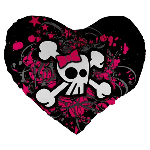 Girly Skull & Crossbones Large 19  Premium Heart Shape Cushion from ArtsNow.com Front