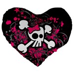 Girly Skull & Crossbones Large 19  Premium Heart Shape Cushion