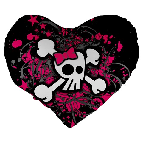 Girly Skull & Crossbones Large 19  Premium Heart Shape Cushion from ArtsNow.com Back