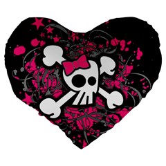 Girly Skull & Crossbones Large 19  Premium Heart Shape Cushion from ArtsNow.com Back