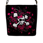 Girly Skull & Crossbones Flap Closure Messenger Bag (L)