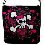 Girly Skull & Crossbones Flap Closure Messenger Bag (S)