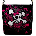 Girly Skull & Crossbones Flap Closure Messenger Bag (S)