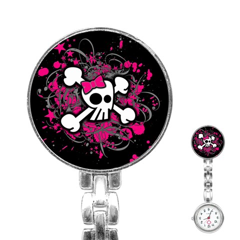 Girly Skull & Crossbones Stainless Steel Nurses Watch from ArtsNow.com Front