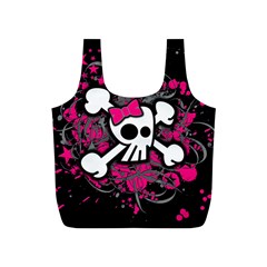 Girly Skull & Crossbones Full Print Recycle Bag (S) from ArtsNow.com Front