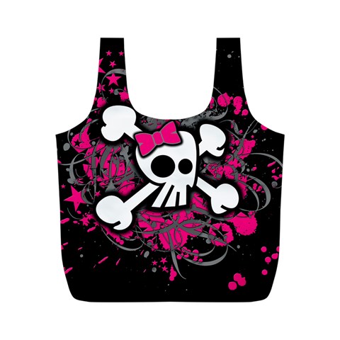 Girly Skull & Crossbones Full Print Recycle Bag (M) from ArtsNow.com Front