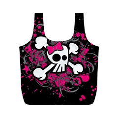 Girly Skull & Crossbones Full Print Recycle Bag (M) from ArtsNow.com Front