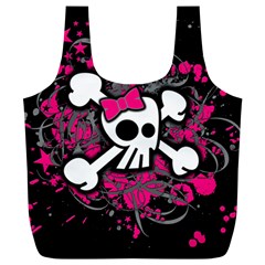 Girly Skull & Crossbones Full Print Recycle Bag (XL) from ArtsNow.com Back