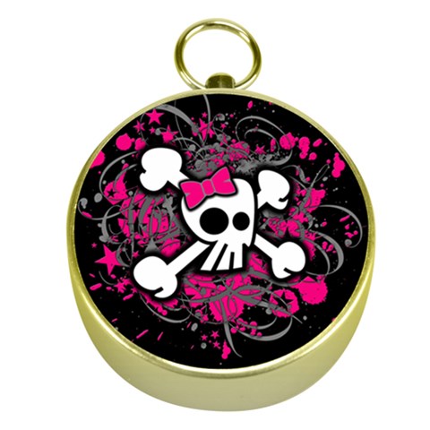 Girly Skull & Crossbones Gold Compass from ArtsNow.com Front