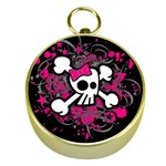 Girly Skull & Crossbones Gold Compass