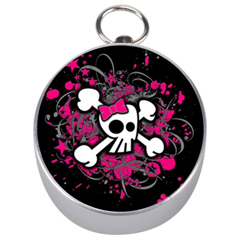 Girly Skull & Crossbones Silver Compass from ArtsNow.com Front