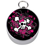 Girly Skull & Crossbones Silver Compass