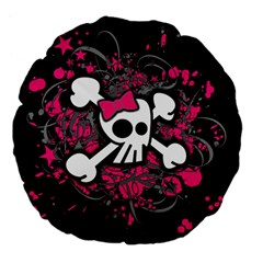 Girly Skull & Crossbones Large 18  Premium Flano Round Cushion  from ArtsNow.com Front