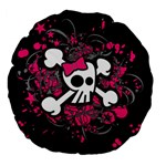 Girly Skull & Crossbones Large 18  Premium Flano Round Cushion 