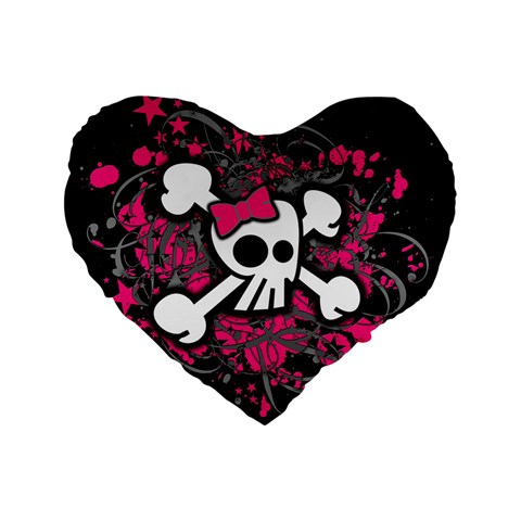 Girly Skull & Crossbones Standard 16  Premium Flano Heart Shape Cushion  from ArtsNow.com Front