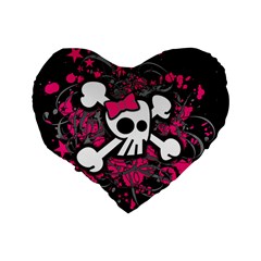 Girly Skull & Crossbones Standard 16  Premium Flano Heart Shape Cushion  from ArtsNow.com Back