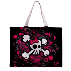 Girly Skull & Crossbones Zipper Mini Tote Bag from ArtsNow.com Front