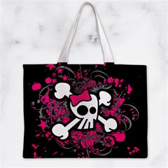 Girly Skull & Crossbones Zipper Mini Tote Bag from ArtsNow.com Front