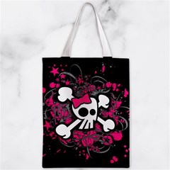 Girly Skull & Crossbones Zipper Classic Tote Bag from ArtsNow.com Front