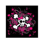 Girly Skull & Crossbones Small Satin Scarf (Square)