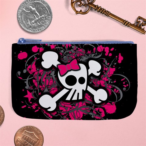 Girly Skull & Crossbones Large Coin Purse from ArtsNow.com Front