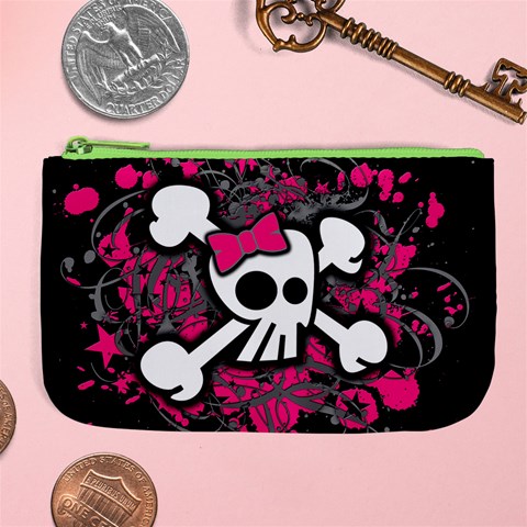 Girly Skull & Crossbones Large Coin Purse from ArtsNow.com Front