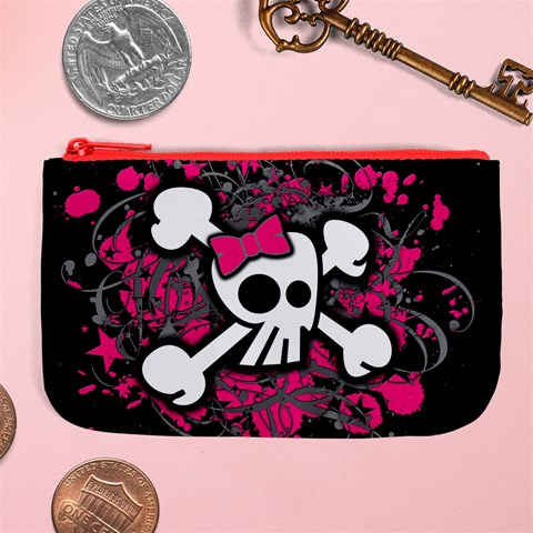 Girly Skull & Crossbones Large Coin Purse from ArtsNow.com Front