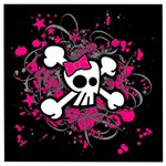 Girly Skull & Crossbones Wooden Puzzle Square