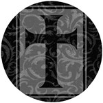 Gothic Brocade Cross Wooden Puzzle Round