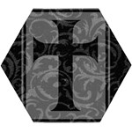 Gothic Brocade Cross Wooden Puzzle Hexagon
