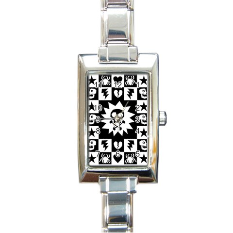 Gothic Punk Skull Rectangle Italian Charm Watch from ArtsNow.com Front