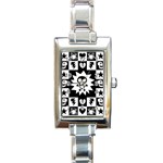 Gothic Punk Skull Rectangle Italian Charm Watch