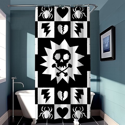 Gothic Punk Skull Shower Curtain 36  x 72  (Stall) from ArtsNow.com Curtain(36 X72 ) - 33.26 x66.24  Curtain(36 X72 )