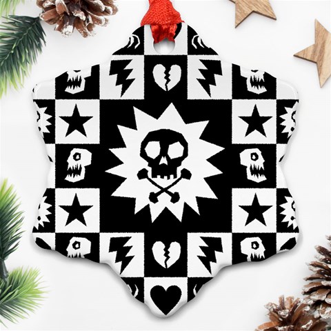 Gothic Punk Skull Snowflake Ornament (Two Sides) from ArtsNow.com Front