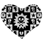 Gothic Punk Skull Large 19  Premium Heart Shape Cushion