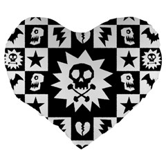 Gothic Punk Skull Large 19  Premium Heart Shape Cushion from ArtsNow.com Back