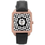 Gothic Punk Skull Rose Gold Leather Watch 