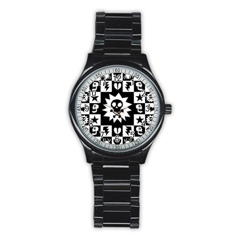 Gothic Punk Skull Stainless Steel Round Watch from ArtsNow.com Front