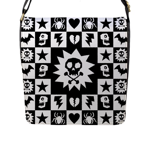 Gothic Punk Skull Flap Closure Messenger Bag (L) from ArtsNow.com Front