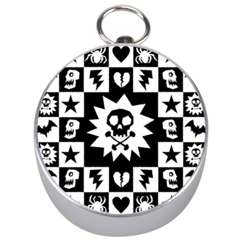 Gothic Punk Skull Silver Compass from ArtsNow.com Front