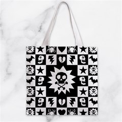 Gothic Punk Skull Zipper Grocery Tote Bag from ArtsNow.com Front