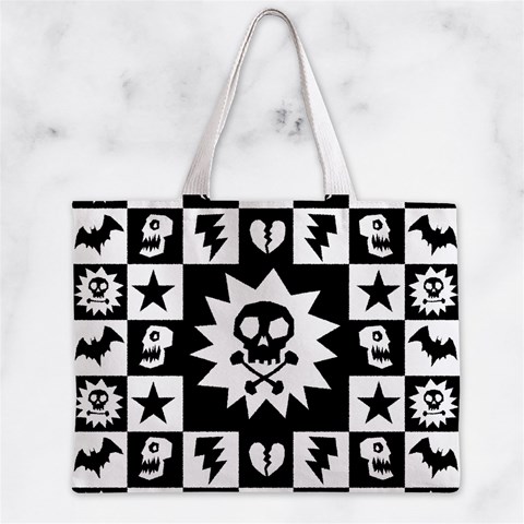 Gothic Punk Skull Zipper Mini Tote Bag from ArtsNow.com Front