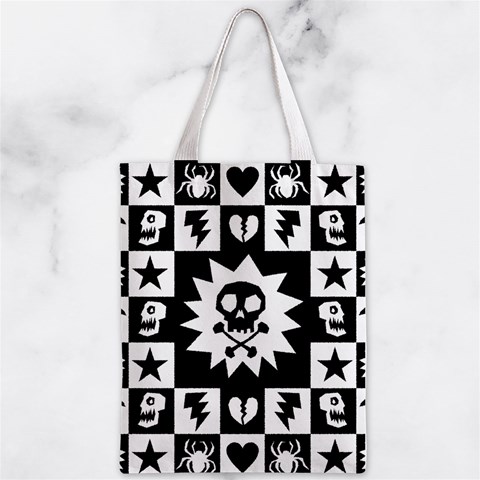Gothic Punk Skull Zipper Classic Tote Bag from ArtsNow.com Front