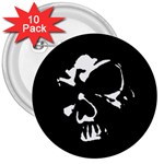 Gothic Skull 3  Button (10 pack)