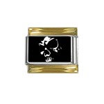 Gothic Skull Gold Trim Italian Charm (9mm)