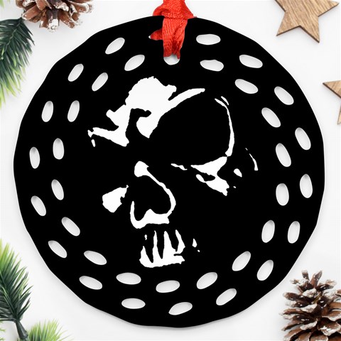 Gothic Skull Round Filigree Ornament (Two Sides) from ArtsNow.com Front