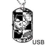 Grunge Skull Dog Tag USB Flash (One Side)