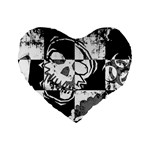 Grunge Skull Standard 16  Premium Heart Shape Cushion 