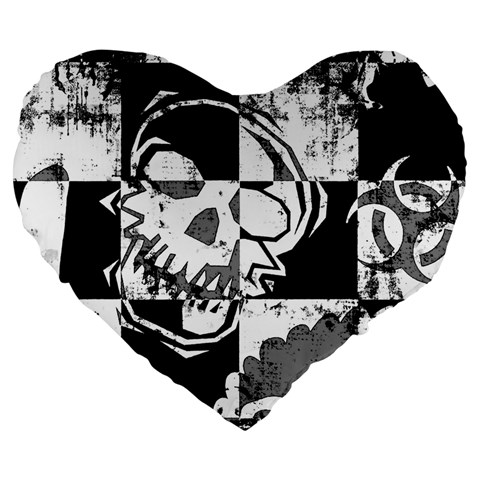 Grunge Skull Large 19  Premium Heart Shape Cushion from ArtsNow.com Front